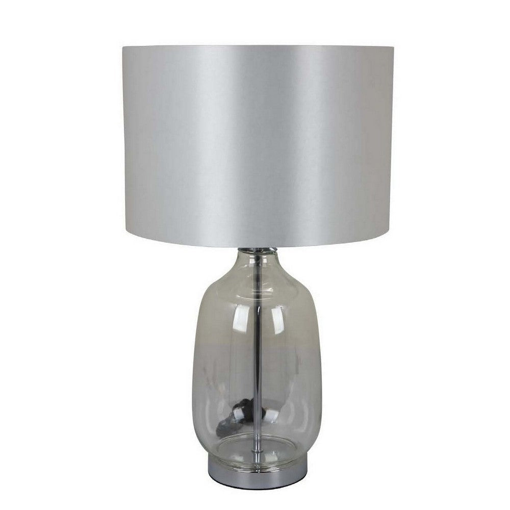 Lilo 24 Inch Table Lamp Drum Shade Jar Style Glass Body Transparent By Casagear Home BM309769