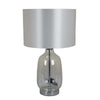 Lilo 24 Inch Table Lamp, Drum Shade, Jar Style Glass Body, Transparent By Casagear Home