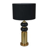 28 Inch Table Lamp Black Drum Shade Classic Gold Turned Body Design By Casagear Home BM309799