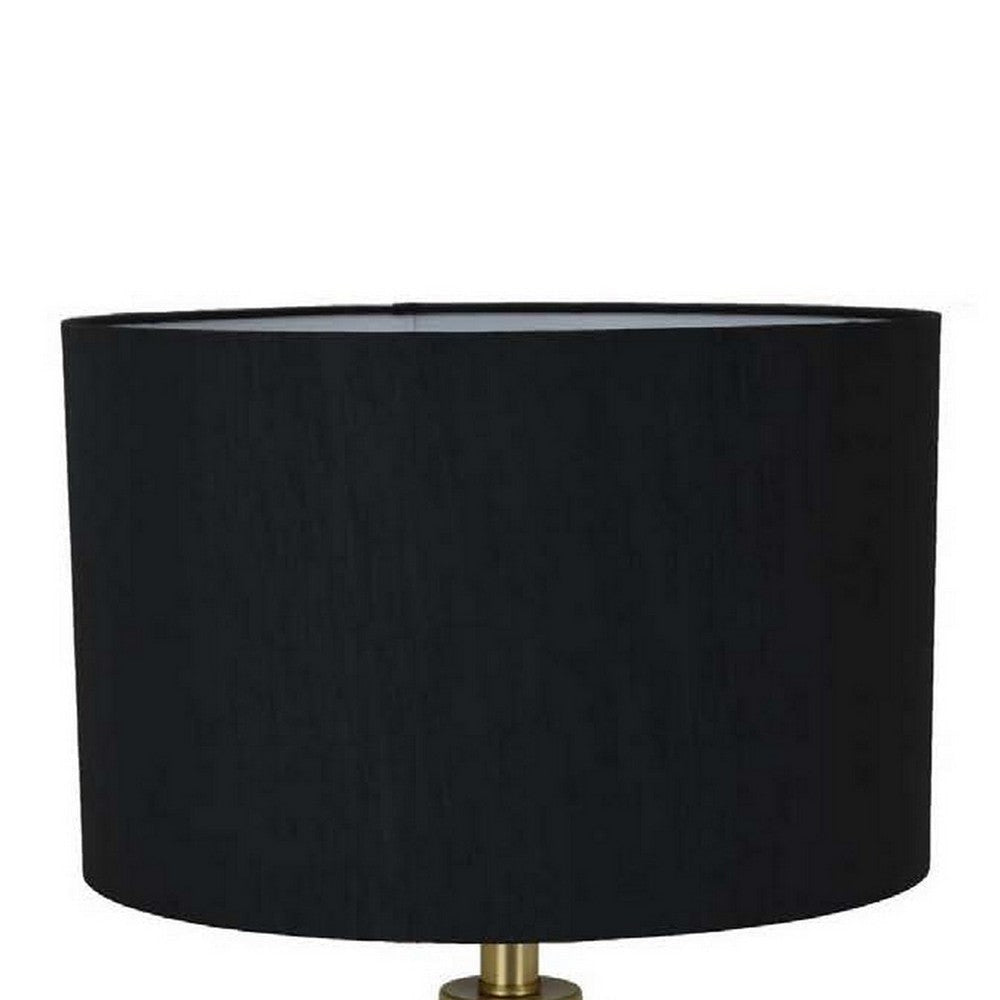 28 Inch Table Lamp Black Drum Shade Classic Gold Turned Body Design By Casagear Home BM309799