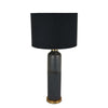 32 Inch Table Lamp Drum Shade Ceramic Cylinder Body Matte Black Finish By Casagear Home BM309802