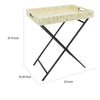 Dain 28 Inch Serving Tray Table Foldable Black Metal Stand White Finish By Casagear Home BM309822