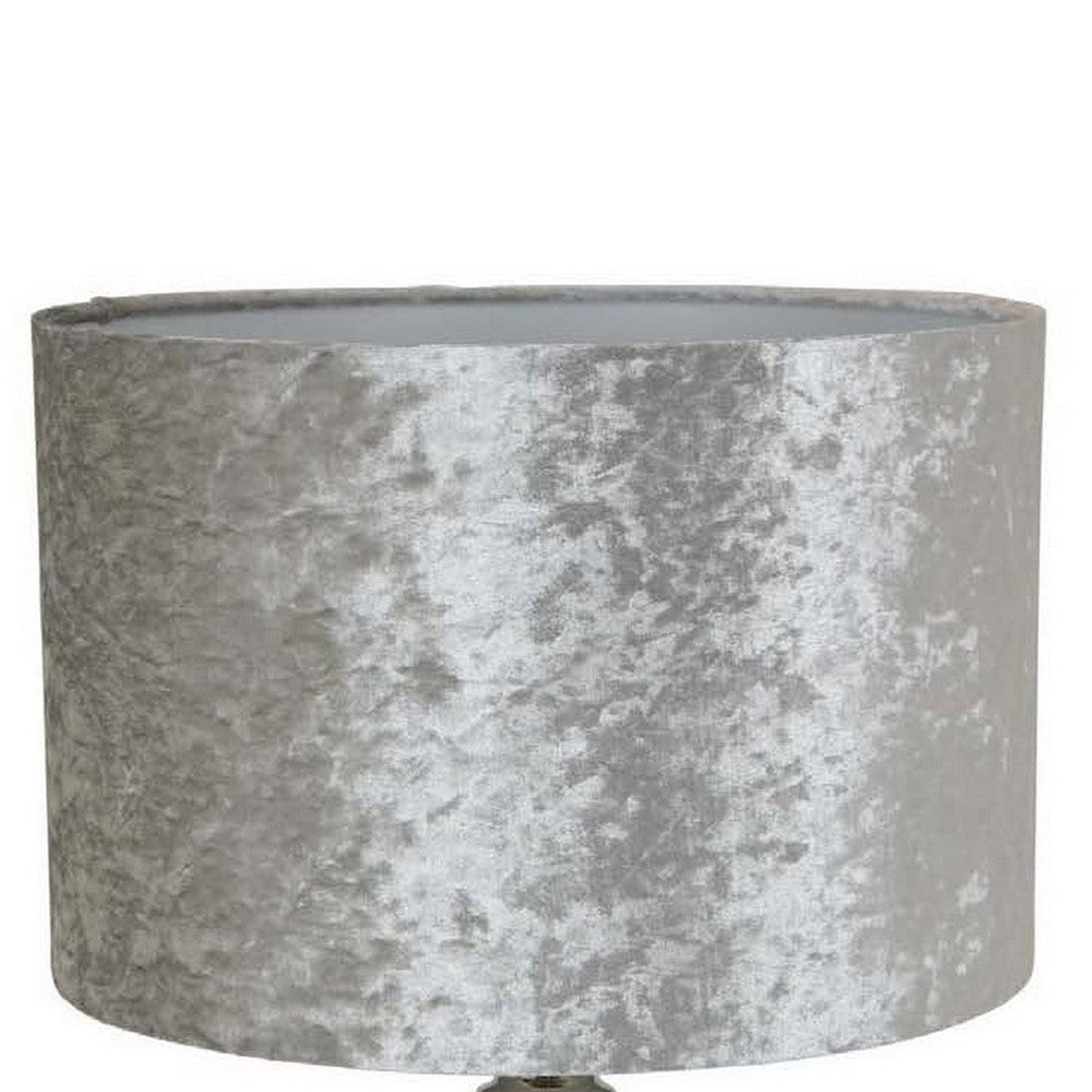 22 Inch Table Lamp Drum Shade Drop Style Glass Body Silver Finish By Casagear Home BM309825