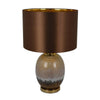 Gia 23 Inch Table Lamp Drum Shade Curved Round Glass Body Brown Finish By Casagear Home BM309826