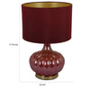 Gia 18 Inch Table Lamp Drum Shade Round Body with Vertical Ribs Red By Casagear Home BM309830