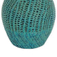 20 Inch Vase Modern Ceramic Interlaced Woven Design Curved Teal Blue By Casagear Home BM309835