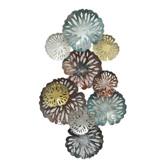 36 Inch Wall Decor, Hanging Piece, Various Size Metal Flowers, Multicolor By Casagear Home