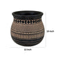 12 Inch Planter Resin Large Pot Shape Tribal Design Black and Beige By Casagear Home BM309883