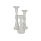 Accent Candle Holder Set of 3, Tall Pillars, Heavy Base, White Resin By Casagear Home