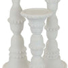 Accent Candle Holder Set of 3 Tall Pillars Heavy Base White Resin By Casagear Home BM310057