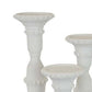 Accent Candle Holder Set of 3 Tall Pillars Heavy Base White Resin By Casagear Home BM310057