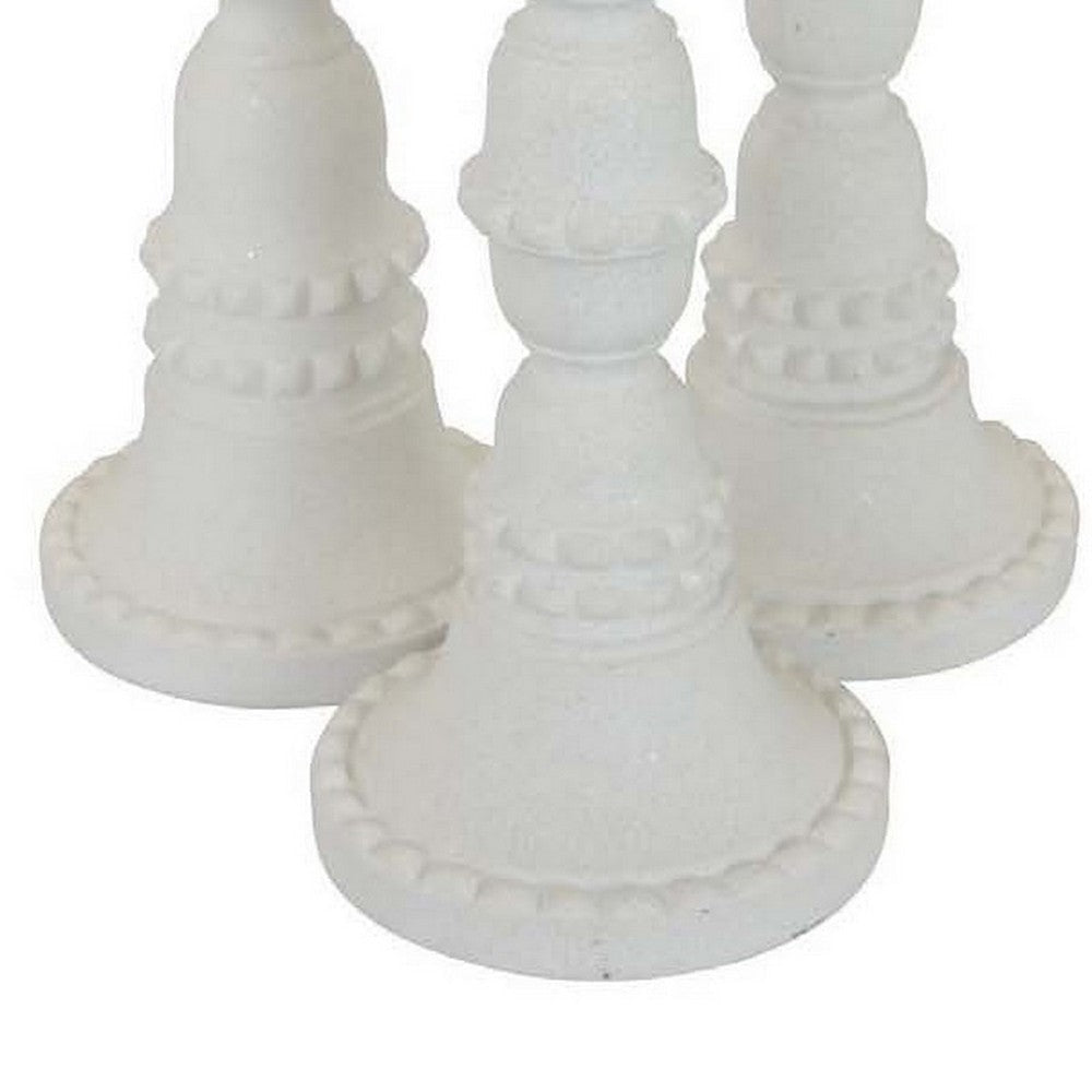 Accent Candle Holder Set of 3 Tall Pillars Heavy Base White Resin By Casagear Home BM310057