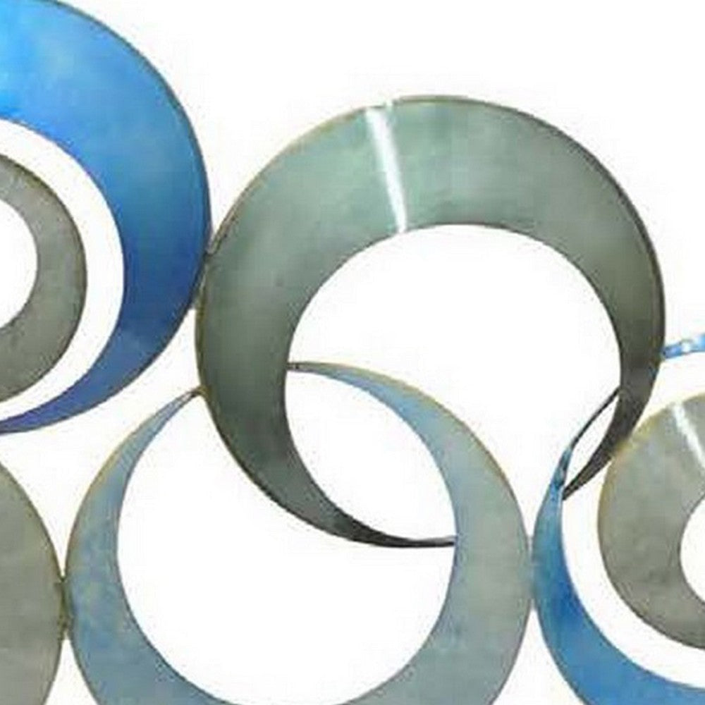 41 Inch Wall Decor Circular Interconnected Design Modern Blue Silver By Casagear Home BM310150