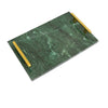 Entro Tray Set of 2 Rectangular Shape 2 Gold Handles Green Finish Marble By Casagear Home BM310174