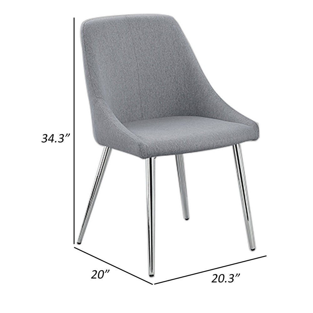 Kian 20 Inch Side Chair Set of 2 Tapered Legs Gray Fabric Upholstery By Casagear Home BM310192