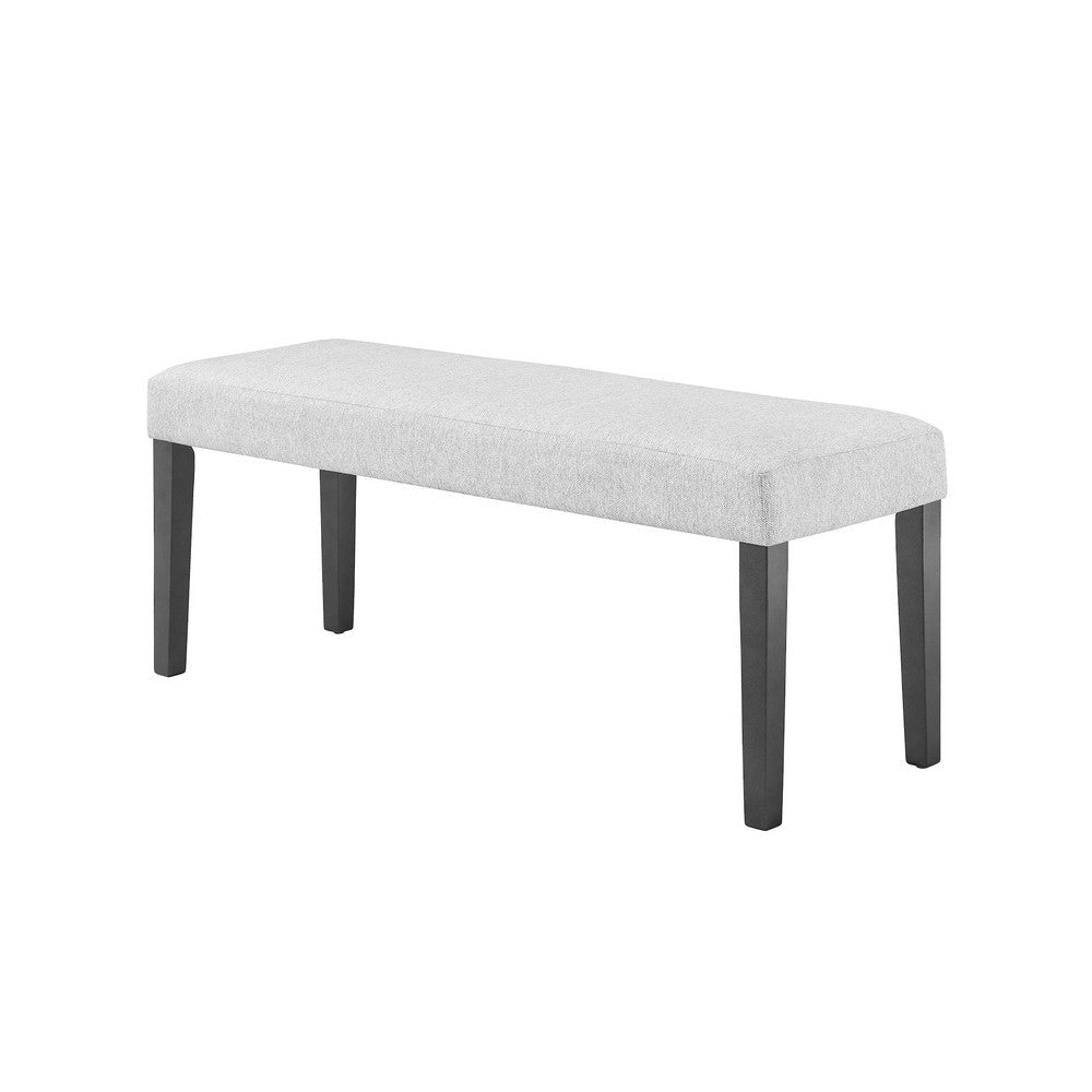 Brandon 46 Inch Bench Wood Frame Soft Cushion White Fabric Upholstery By Casagear Home BM310195