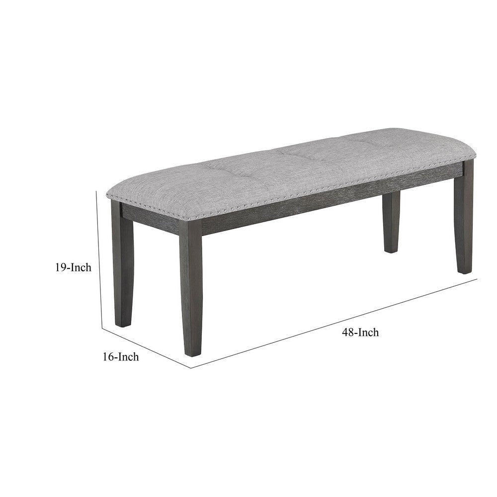 Amber 48 Inch Bench Fabric Upholstery Cushioned Wood Frame Gray By Casagear Home BM310202