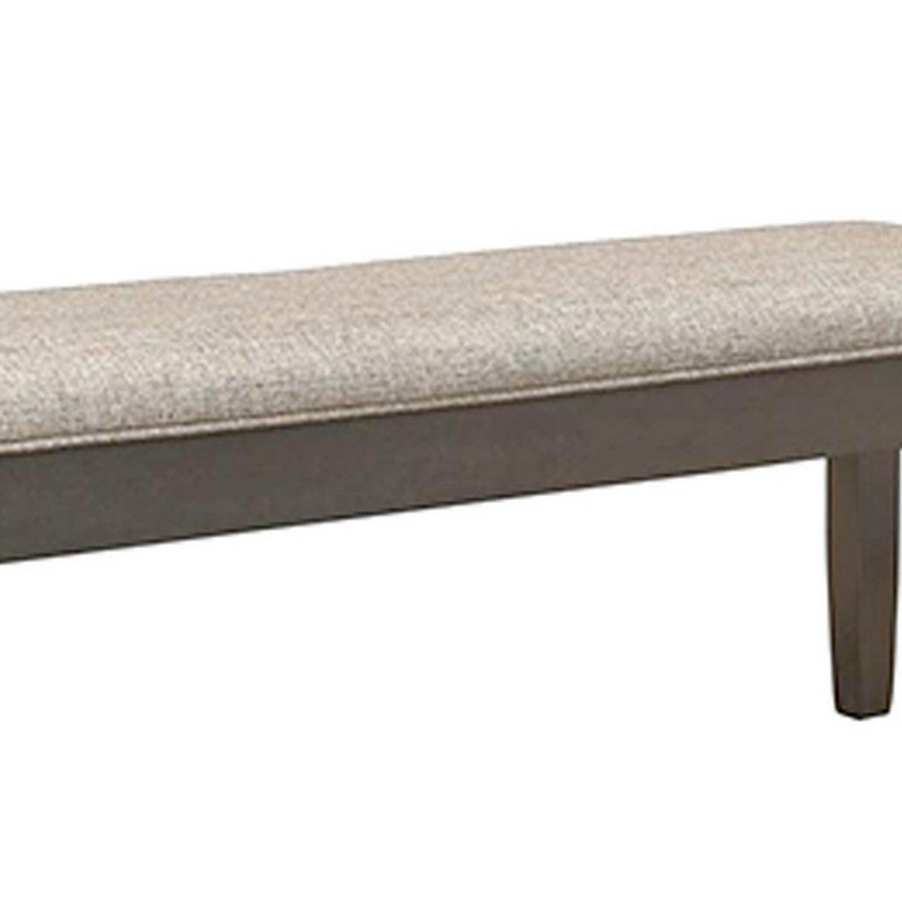 Dylan 48 Inch Bench Brown Wood Frame Gray Fabric Upholstered Cushion By Casagear Home BM310214