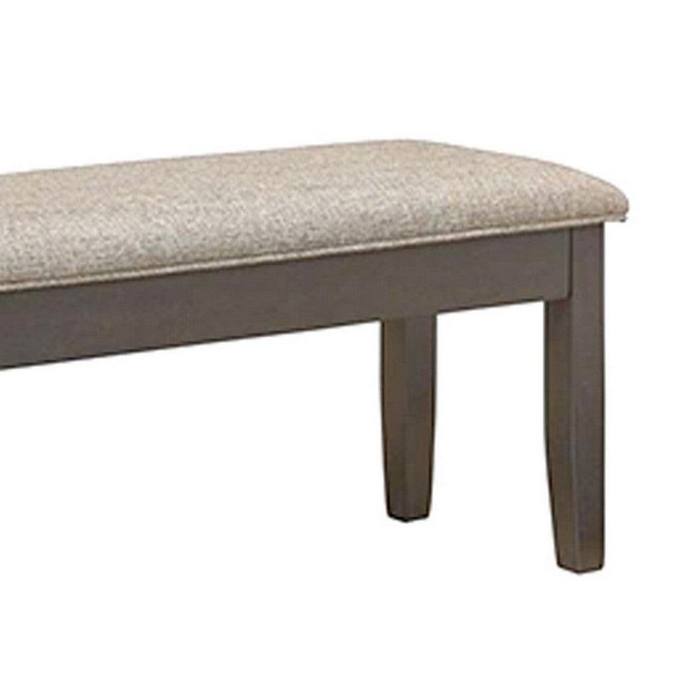 Dylan 48 Inch Bench Brown Wood Frame Gray Fabric Upholstered Cushion By Casagear Home BM310214