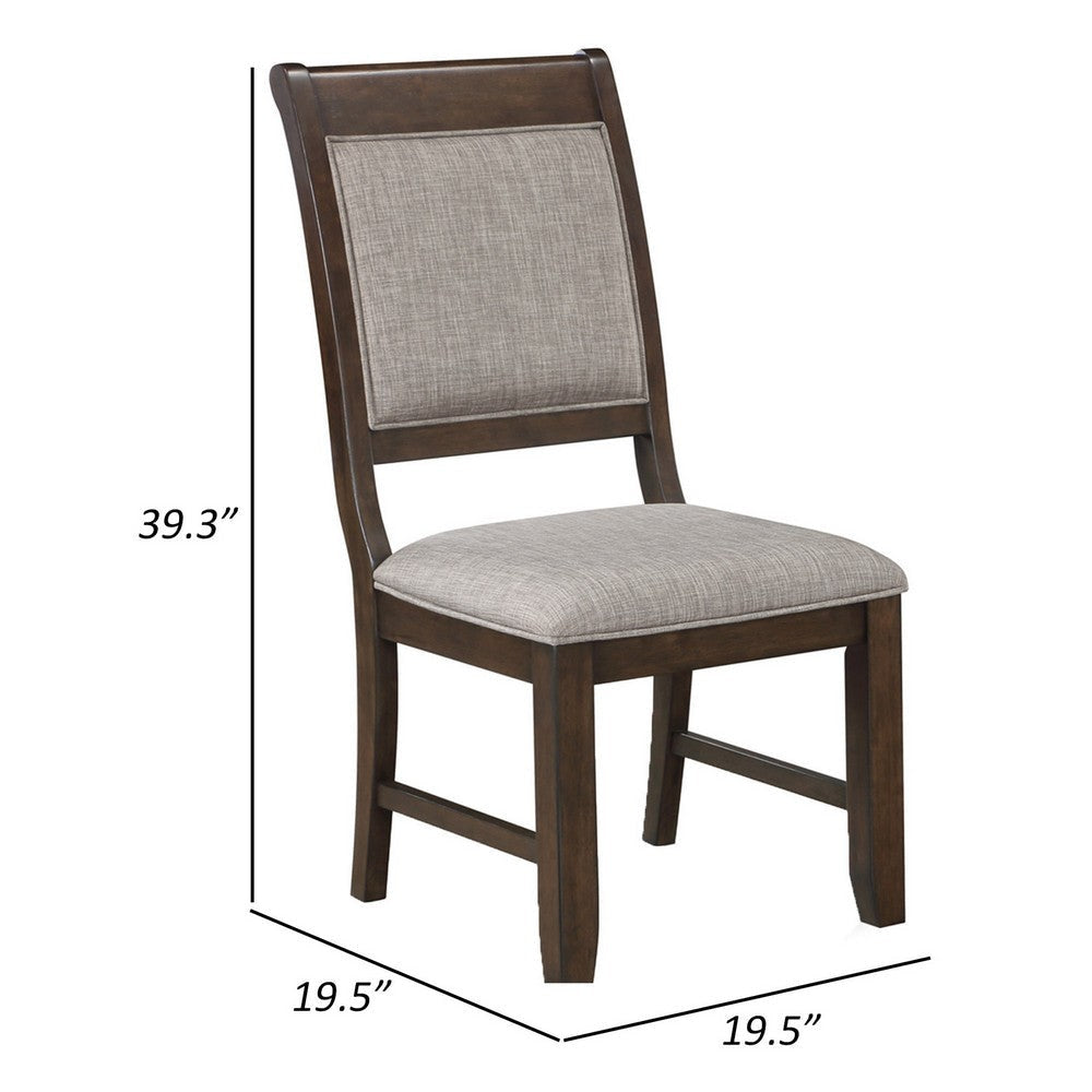 Dylan 20 Inch Side Chair Set of 2 Gray Fabric Upholstery Brown Wood By Casagear Home BM310215