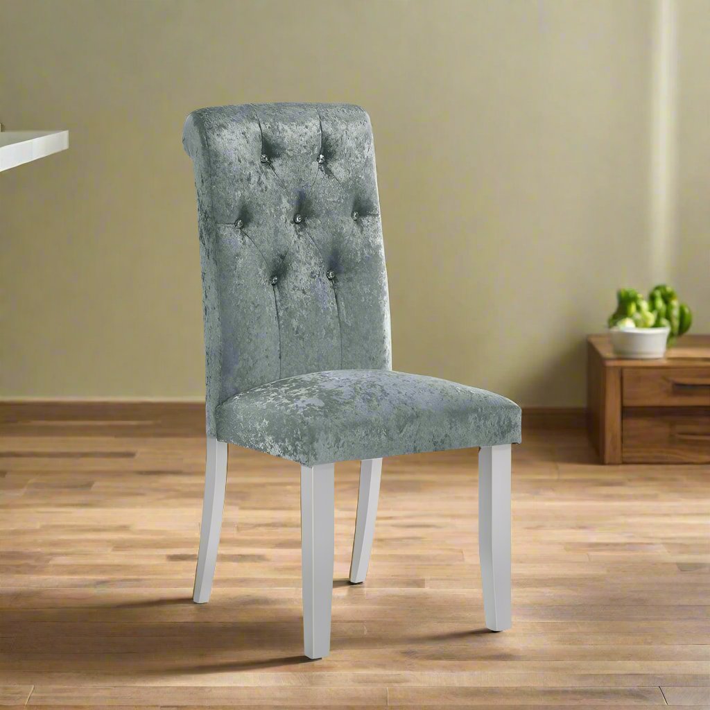 Liam 27 Inch Side Chair Set of 2, Wood, Tufted Gray Fabric Upholstery By Casagear Home