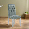 Liam 27 Inch Side Chair Set of 2, Wood, Tufted Gray Fabric Upholstery By Casagear Home