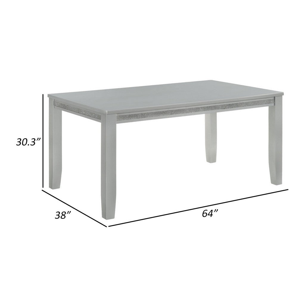 Liam 64 Inch Dining Table Spacious Rectangular Top Gray Wood Frame By Casagear Home BM310221