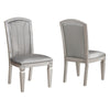 Scott 19 Inch Dining Side Chair Set of 2, Gray Faux Leather, Taupe Wood By Casagear Home