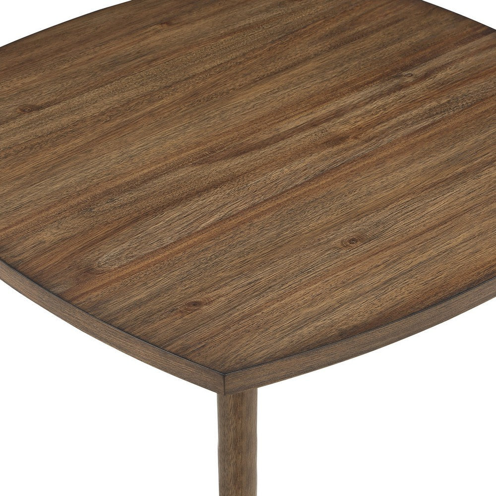 Summit 40 Inch Dining Table Square Top Rounded Edges Wood Frame Brown By Casagear Home BM310231