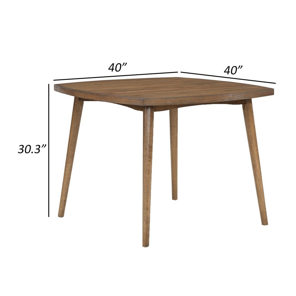 Summit 40 Inch Dining Table Square Top Rounded Edges Wood Frame Brown By Casagear Home BM310231