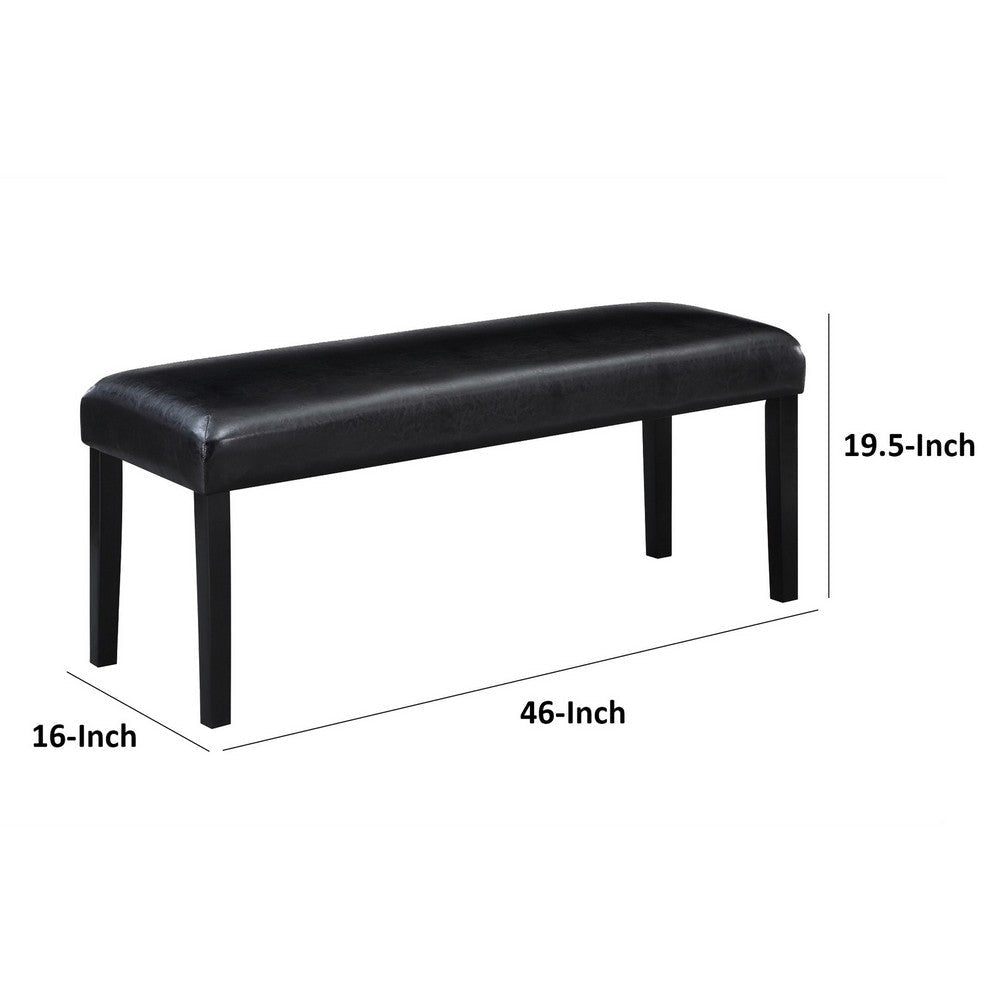 Tristan 46 Inch Bench Faux Leather Wood Frame Soft Cushion Black By Casagear Home BM310235