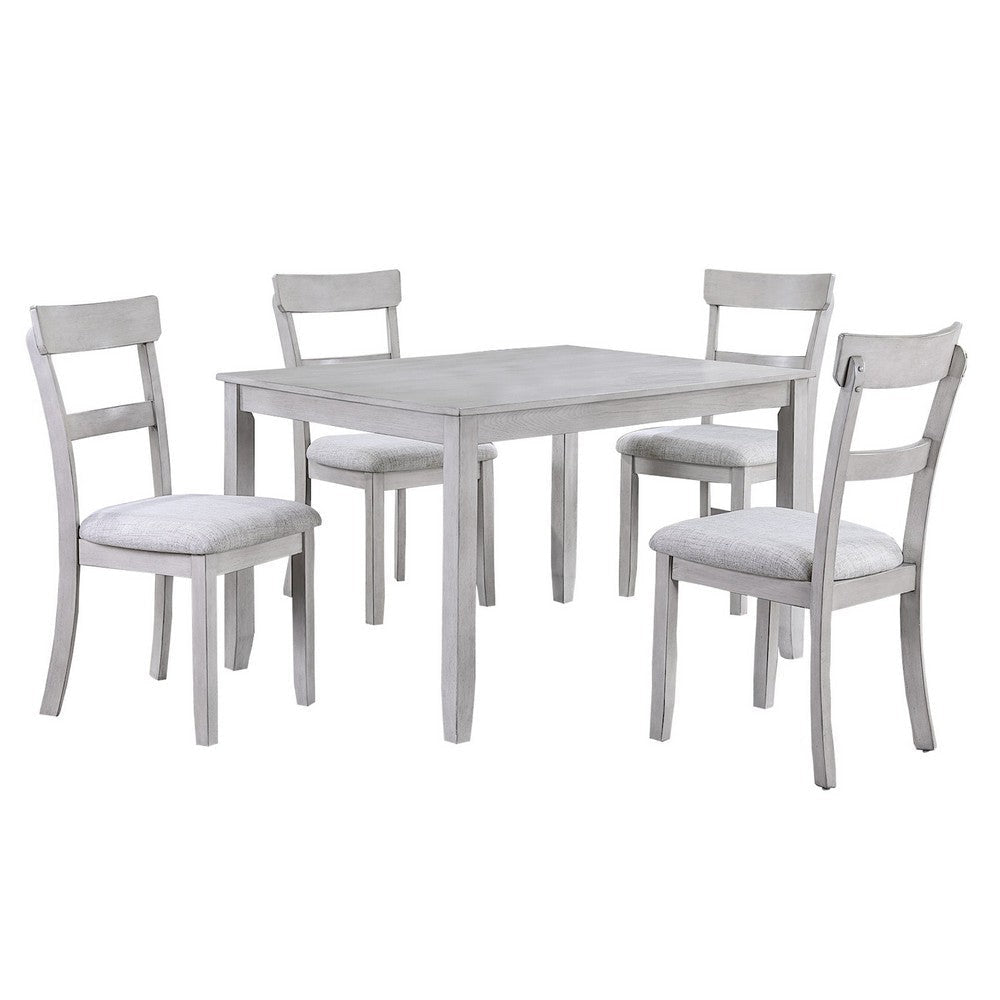 Charlotte 5 Piece Dining Table and Chairs Set, Wood, Farmhouse, White By Casagear Home