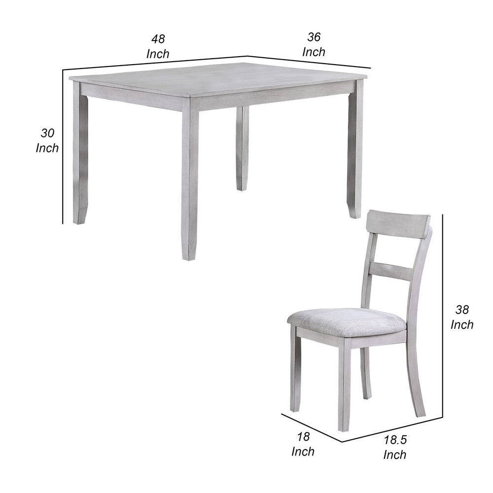 Charlotte 5 Piece Dining Table and Chairs Set Wood Farmhouse White By Casagear Home BM310239