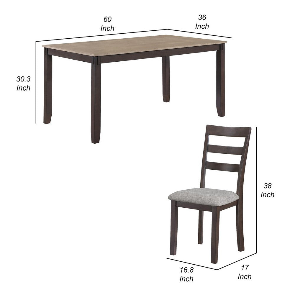 Cameron 5 Piece Dining Table and Chairs Set Transitional Brown Wood By Casagear Home BM310241