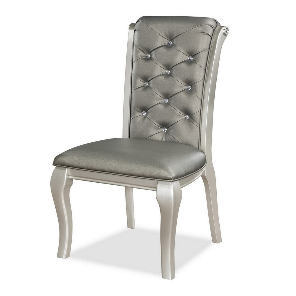 Harrison 20 Inch Side Chair Set of 2 Classic Tufted Faux Leather Gray By Casagear Home BM310244