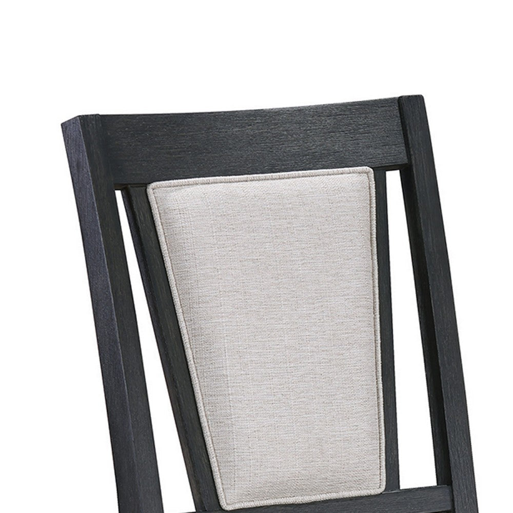 Jackson 19 Inch Side Chair Set of 2 Black Wood Frame Off White Poly Linen By Casagear Home BM310248