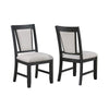 Jackson 19 Inch Side Chair Set of 2, Black Wood Frame, Off White Poly Linen By Casagear Home