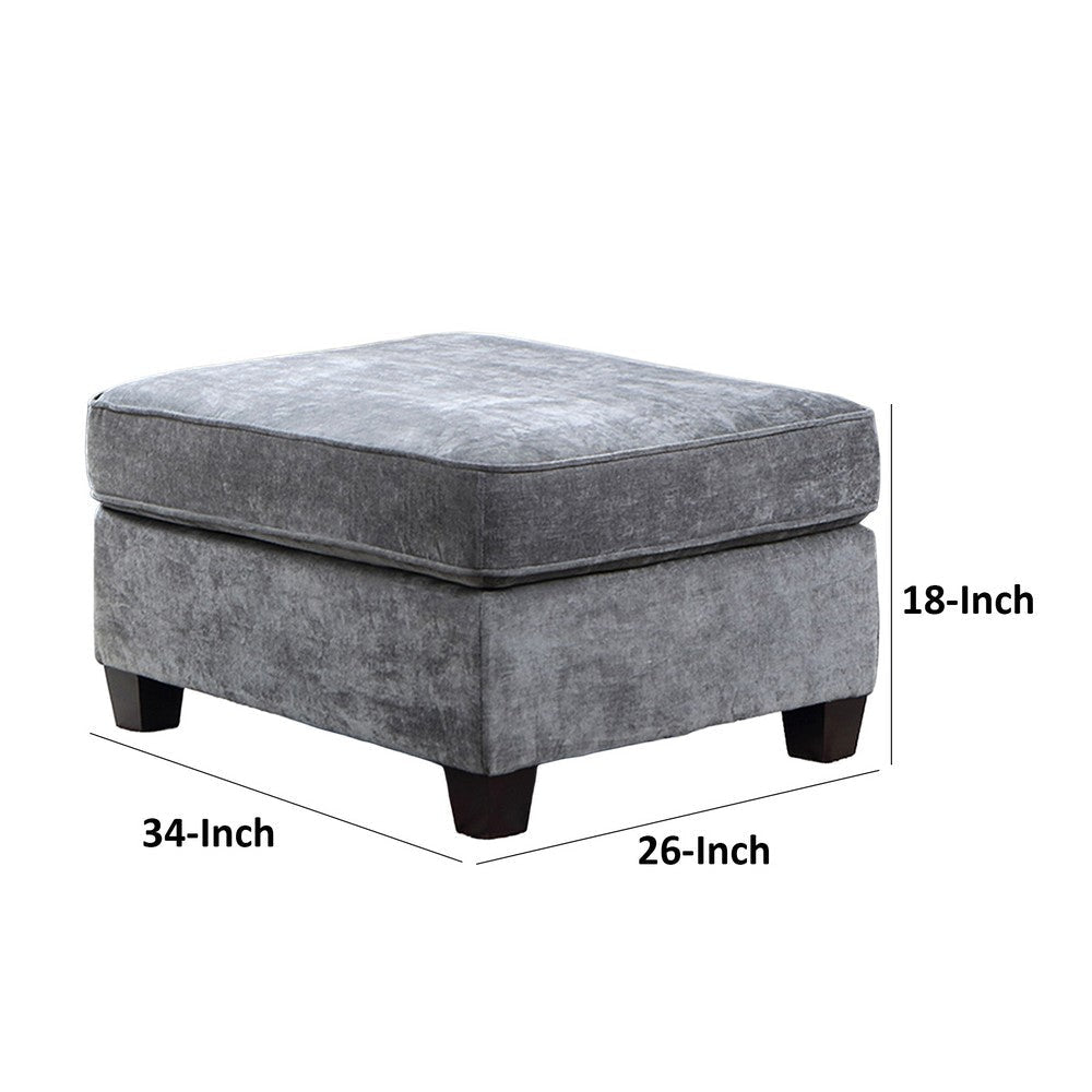 34 Inch Ottoman Box Seat Cushion Aligned Welt Trim Chenille Gray By Casagear Home BM310904