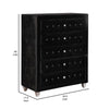 Zoha 49 Inch Tall Dresser Chest 5 Drawer Cabriole Legs Black Fabric By Casagear Home BM310909