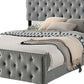 Agapi California King Bed Button Tufted Nailhead Trim Gray Upholstery By Casagear Home BM310942