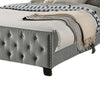 Agapi California King Bed Button Tufted Nailhead Trim Gray Upholstery By Casagear Home BM310942