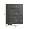 Aliso 47 Inch Tall Dresser Chest 5 Drawers Solid Wood Dark Gray Finish By Casagear Home BM310944