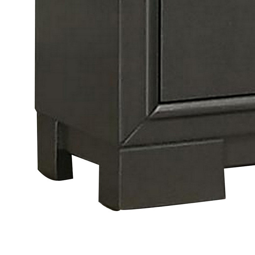 Aliso 23 Inch Nightstand 2 Drawers Bracket Feet Solid Wood Dark Gray By Casagear Home BM310946