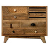 Blan 32 Inch Dresser Chest, 9 Drawer, Hand Carved, Natural Mango Wood By Casagear Home