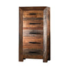 Agon 45 Tall Dresser Chest, 5 Drawers, Mango Wood, Natural Brown Finish By Casagear Home