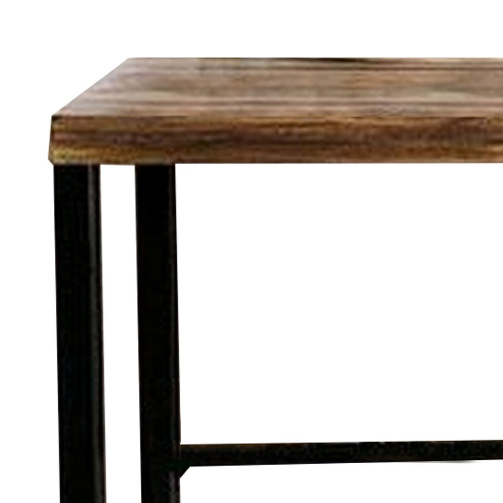 Larke 69 Inch Bar Table Welded Black Steel Frame Rosewood Natural Brown By Casagear Home BM311045