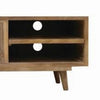 Zaha 56 Inch TV Media Console 2 Door Shelf Mango Wood Natural Brown By Casagear Home BM311058