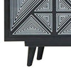 Zaha 56 Inch TV Media Console 2 Door Screen Print Black Mango Wood By Casagear Home BM311060