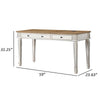 59 Inch Lift Top Desk 2 Drawers USB Ports Solid Wood White Oak Brown By Casagear Home BM311069