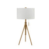 32-37 Inch Table Lamp, Adjustable Height, Modern Tripod Legs, Metal, Gold By Casagear Home